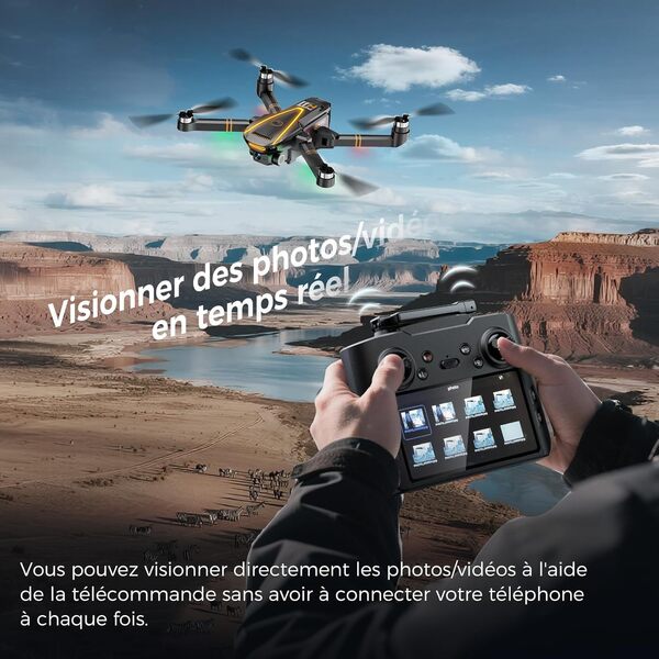 H11 GPS Drones avec Caméra Professionnel 4K pour Adultes (Radiocommande avec Écran) 5GHz RC Drones FPV Pliable avec Moteur sans Balais, QuickShots, Temps de Vol de 45 min, Moins de 249g, C0