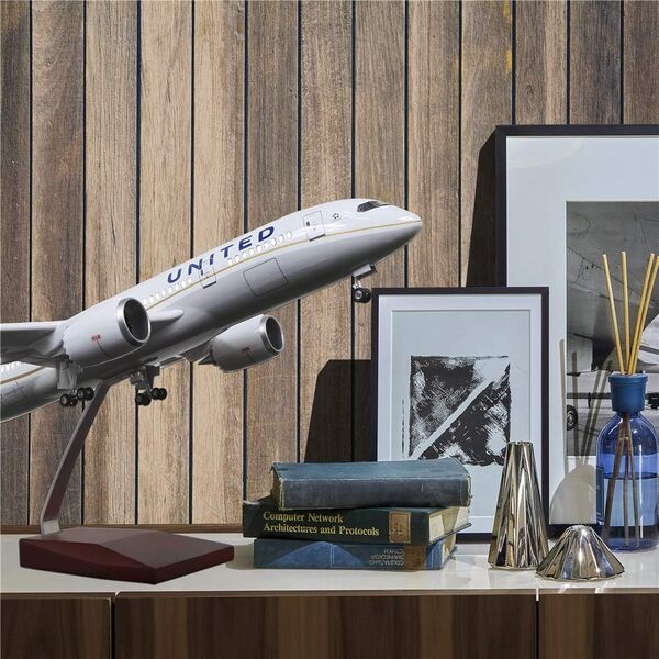 Avion américain United Airlines Boeing 787 avec lumière LED (contrôle Tactile ou sonore) pour décoration ou Cadeau 45,7 cm 1 : 130