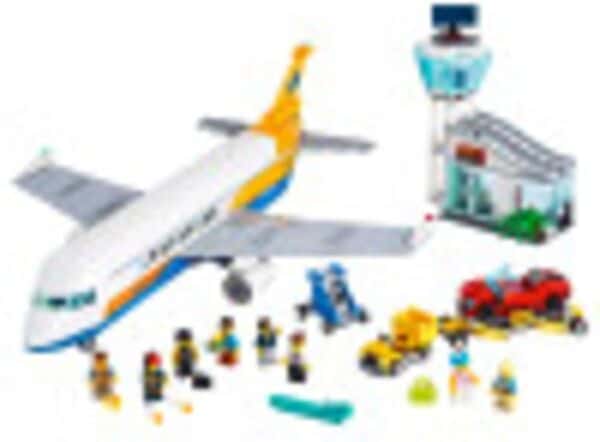 LEGO City Passenger Airplane 60262, with Radar Tower, Airport Truck with a Car Elevator, Red Convertible, 4 Passenger and 4 Airport Staff Minifigures, Plus a Baby Figure, New 2020 (669 Pieces)