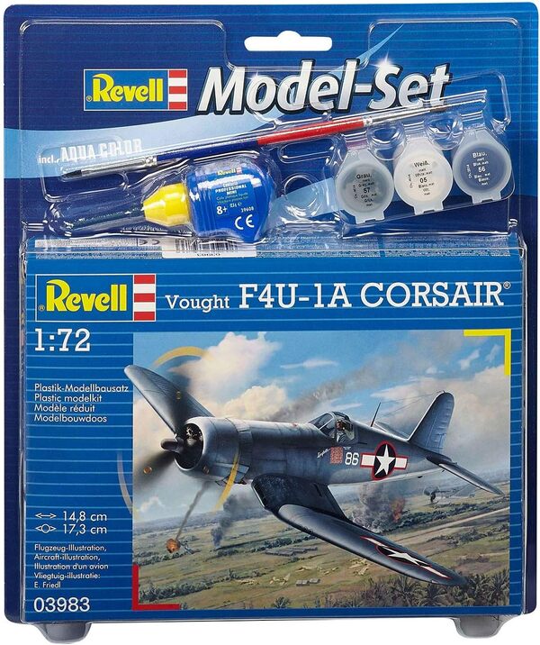 Revell - 63983 - Maquette D'aviation - Vought F4u-1d Corsair - 63 Pièces - Echelle 1/72, Bleu, Centre