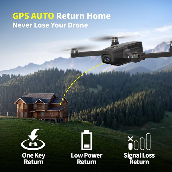 Drone GPS Professionnel avec Caméra 4K Adulte,Drones FPV Longue Portée Pliable,Quadricoptère Retour Automatique Suivi Droni Follow Me Circulaire Retour Batterie Faible Mode Sans Tête,Moins 249g