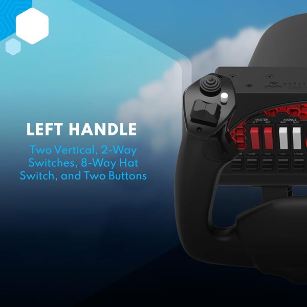 Honeycomb Aeronautical Alpha Flight Controls Yoke & Switch Panel in aviation quality for flight simulators, Universal control system for simmers, student pilots and pilots, Flight simulator for PC