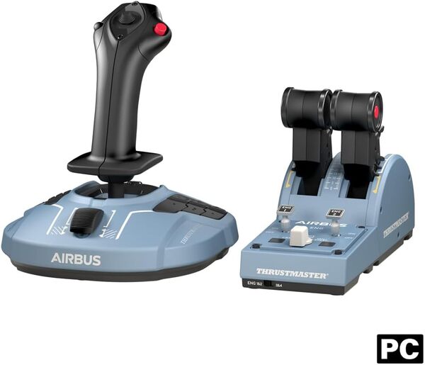 Thrustmaster TCA Officer Pack Airbus Edition - Système de commandes de vol complet avec mini-manche et quadrant des gaz pour PC