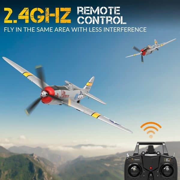 volantexrc RC Avion pour débutants, 4CH Avion télécommandé 2.4GHz P47 RTF avec Stabilité du Pilote et acrobaties avec Une Seule Touche pour Adultes (761-16)
