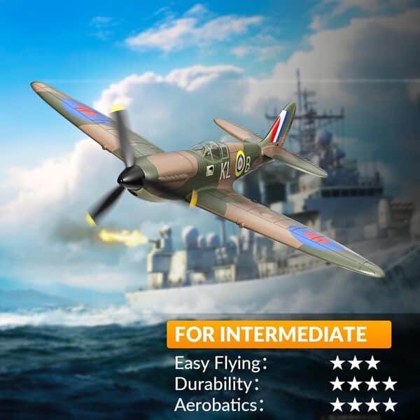 volantexrc Avion Télécommandé pour Débutants, 4 Canaux Avion RC 2.4 GHz Spitfire avec Système de Stabilisation Xpilot, Acrobaties en Un Bouton pour Adultes (Spitfire)