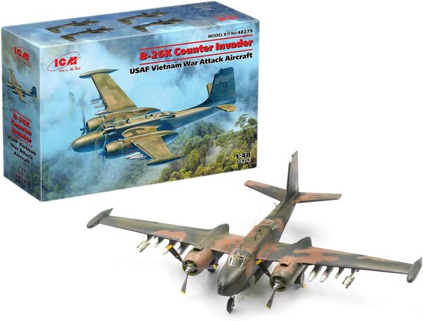 ICM Modèle - B-26K Counter Invader - Kit d'avion - Échelle 1/48 de Vietnam Era - Avion militaire en plastique à construire avec instructions de montage (48279)