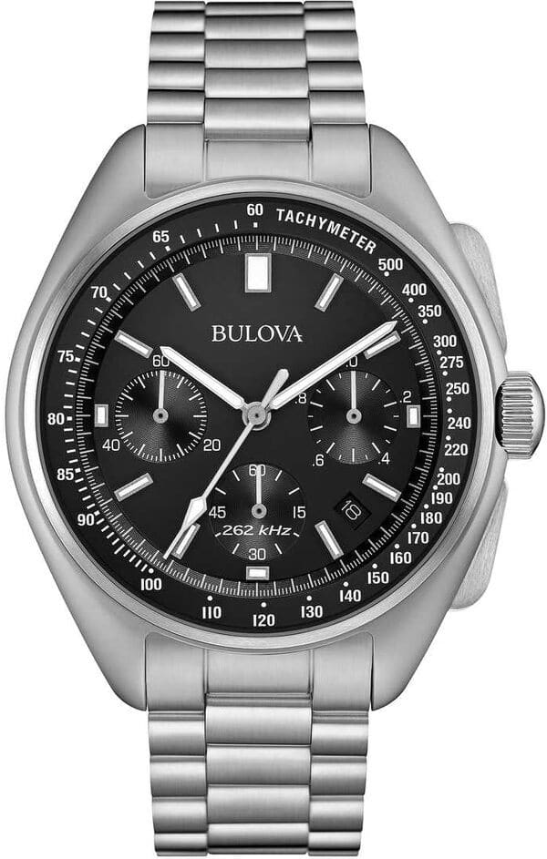 Bulova Pilote Lunaire 96B258 - Montre-bracelet chronographe de créateur - pour homme - bracelet en acier inoxydable - cadran noir