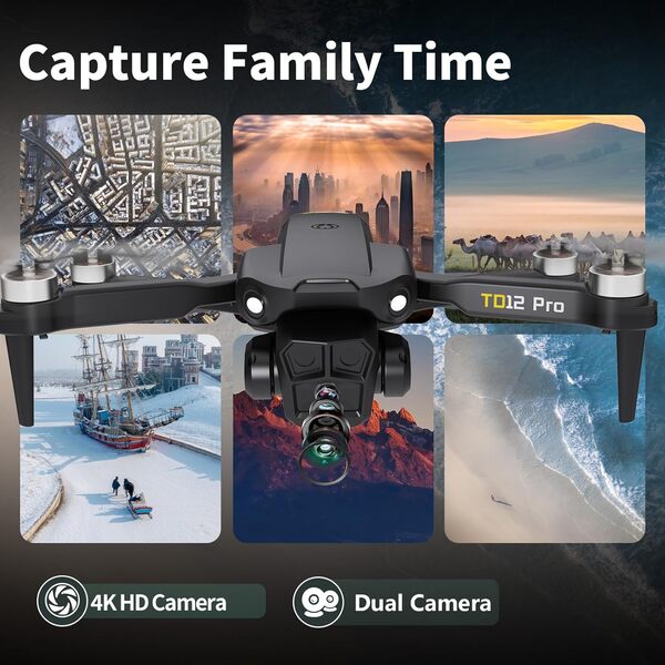 Drone pour Débutants, Drone avec Caméra 4K Mini Drones Pliables avec Positionnement Optique, Mode sans Tête, Drones à Moteur sans Balais pour Adultes, TD12PRO