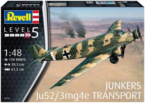 Revell 03918 Maquette d'avion Junkers JU52/3 m, Échelle 1/48