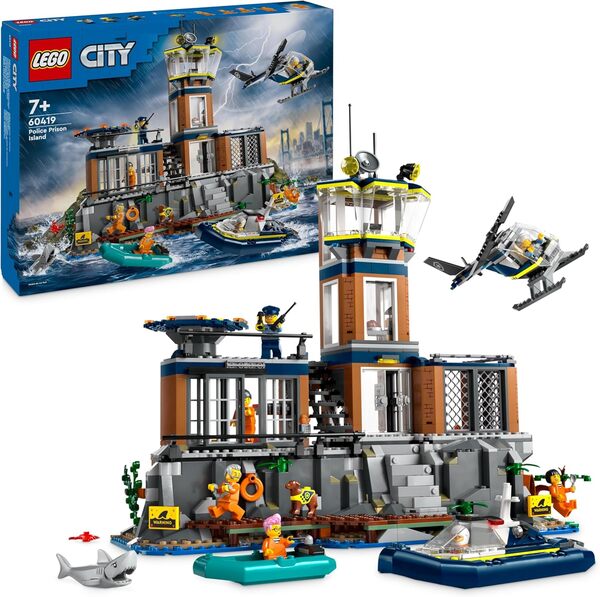 LEGO City La Prison de la Police en Haute Mer, Jouet avec Hélicoptère et Bateau & 60316 City Le Commissariat de Police: Jouet de Construction avec Voiture, Camion de Poubelle