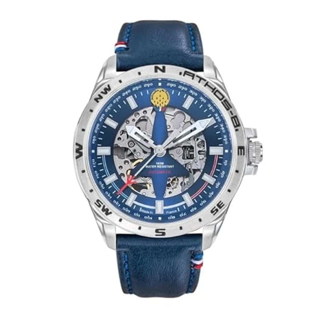 Avis sur la montre Patrouille de France Aviateur Athos 8 : design squelette et cuir bleu