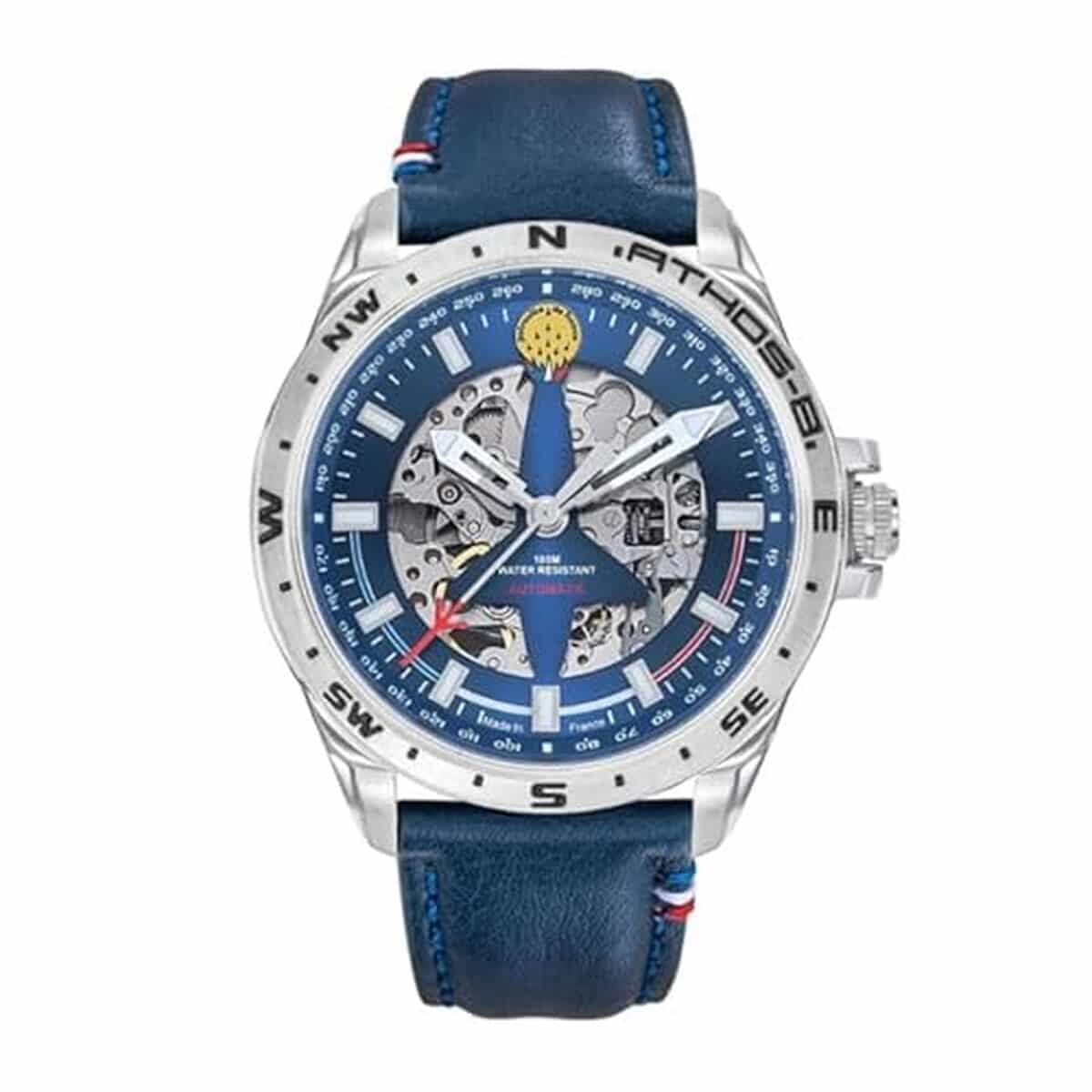 Avis sur la montre Patrouille de France Aviateur Athos 8 : design squelette et cuir bleu