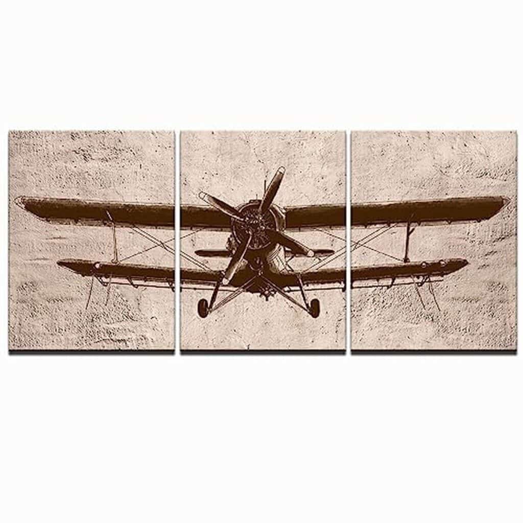 Avis : toile murale avion vintage LevvArts 3 pièces