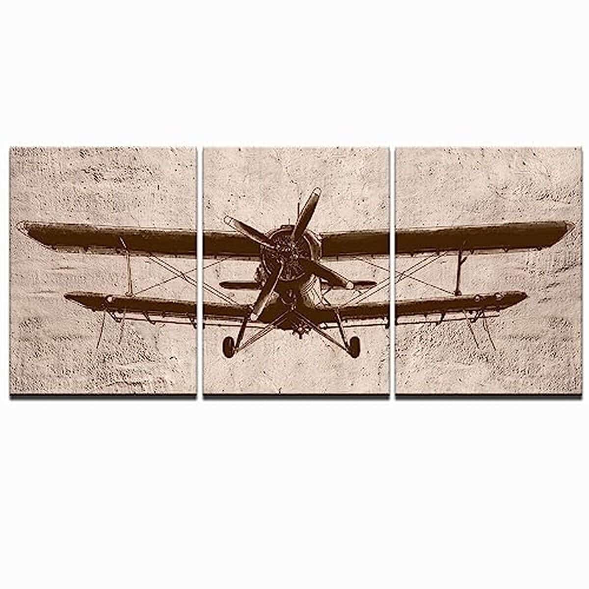 Avis : toile murale avion vintage LevvArts 3 pièces