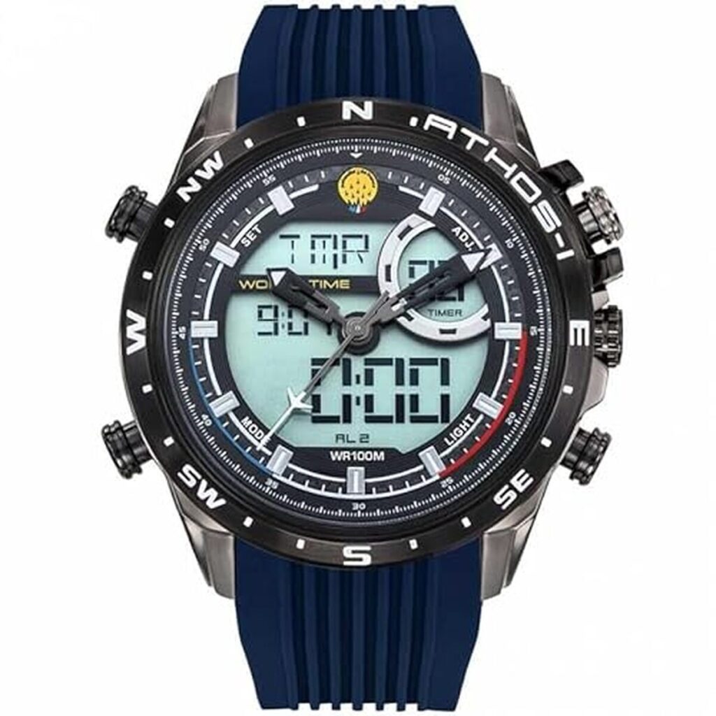 Test de la montre Aviateur Athos 1 : multifonctions en silicone bleu