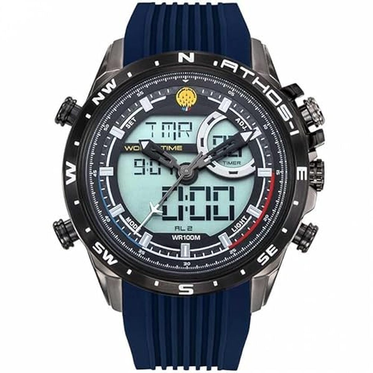 Test de la montre Aviateur Athos 1 : multifonctions en silicone bleu