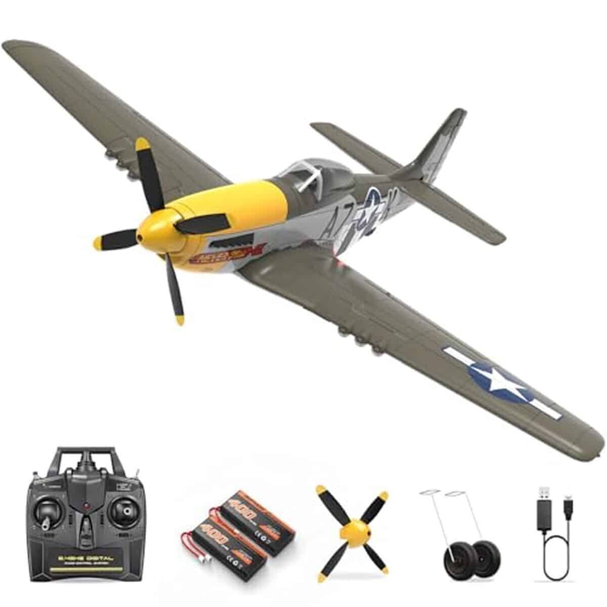 Test de l'avion RC P-51D Mustang 500mm par Hawk's Work, moteur sans balais et gyro 6 axes