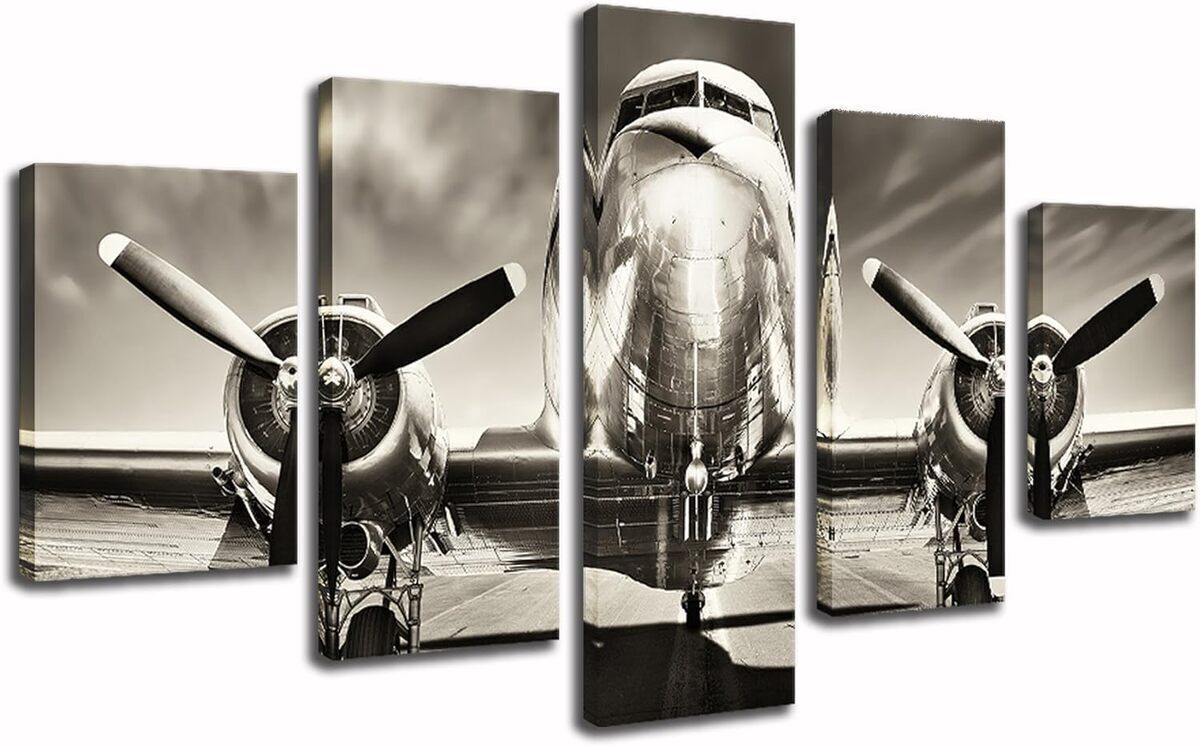 Avis KLVOS : lot de 5 toiles vintage motif avion