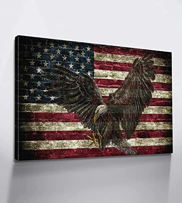 Découvrez nos avis sur l'impression sur toile patriotique avec aigle et drapeau américain : qualité, design et durabilité pour sublimer votre décoration. 