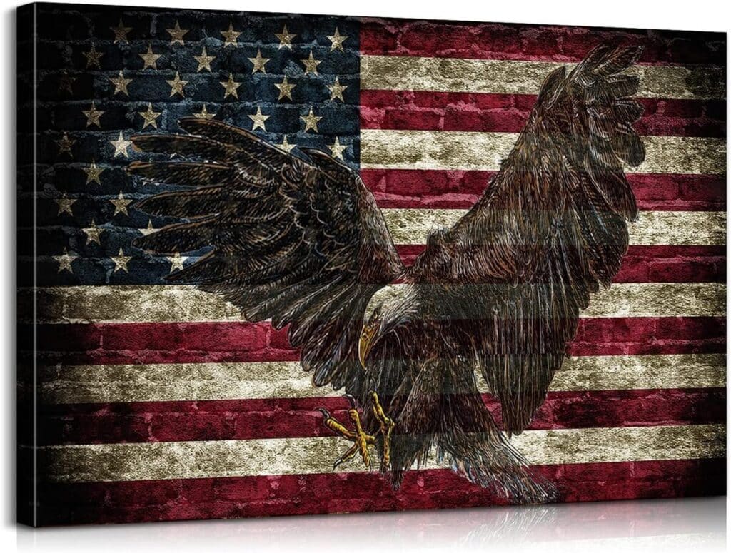 Avis sur l'impression sur toile patriotique avec aigle et drapeau américain