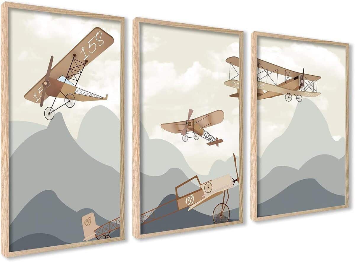 Avis : décoration murale avion et montagnes par ag.art deco pour chambre d'enfant