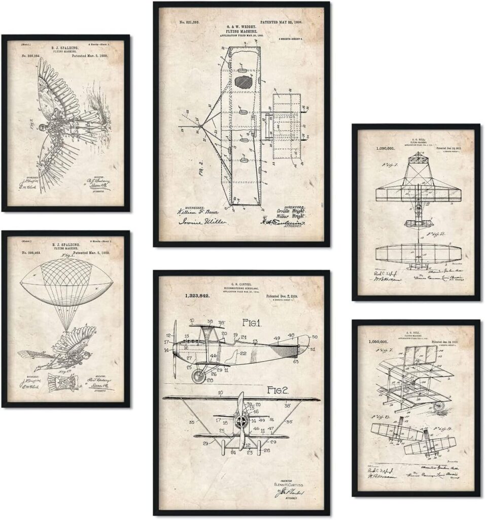 Avis : ensemble de 6 affiches rétro avion Nacnic, déco vintage