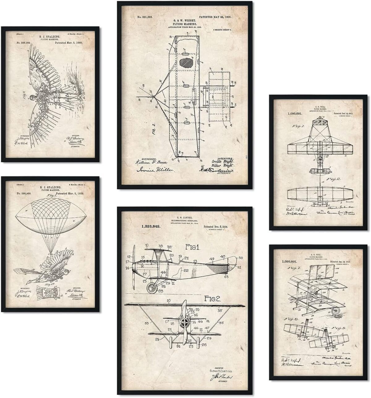 Avis : ensemble de 6 affiches rétro avion Nacnic, déco vintage