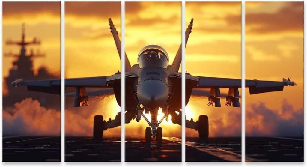 Avis sur la toile islandburner Prime Image : avion de combat au coucher de soleil