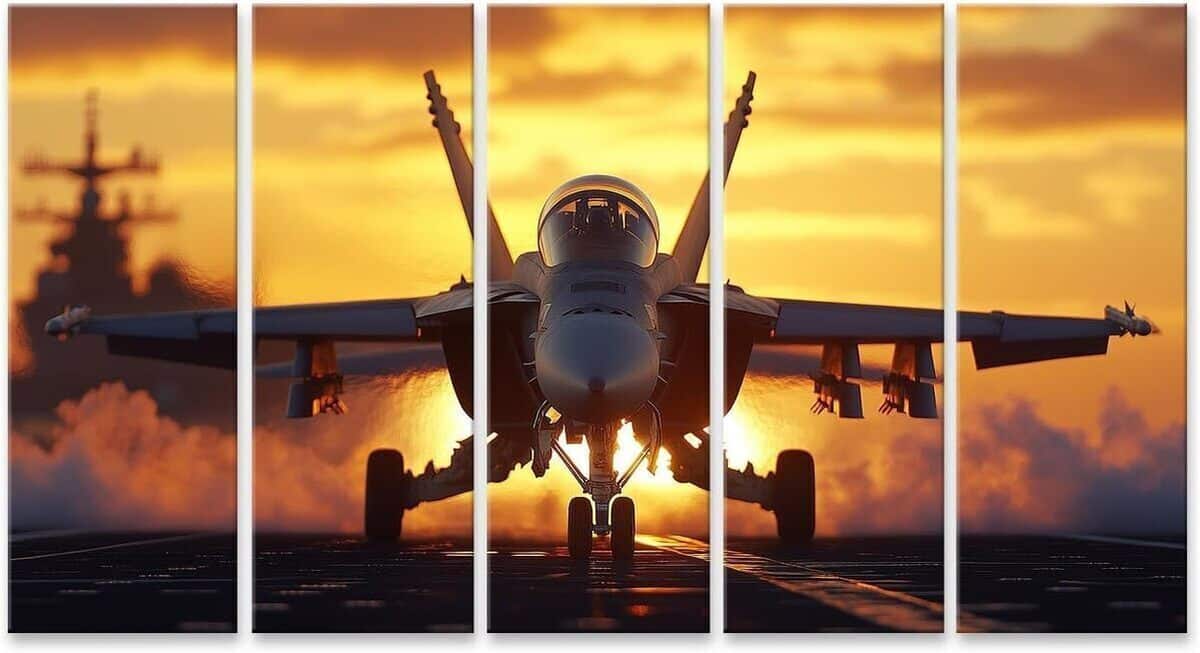 Avis sur la toile islandburner Prime Image : avion de combat au coucher de soleil