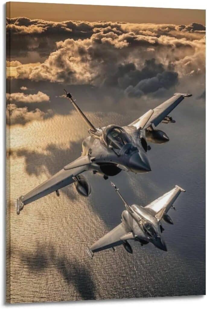 Avis sur l'affiche Rafale : chasseurs au coucher du soleil
