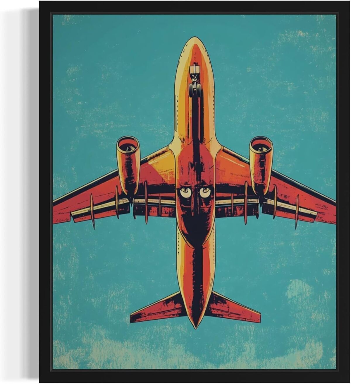 Avis : poster d'avion pop art vintage, cadre noir