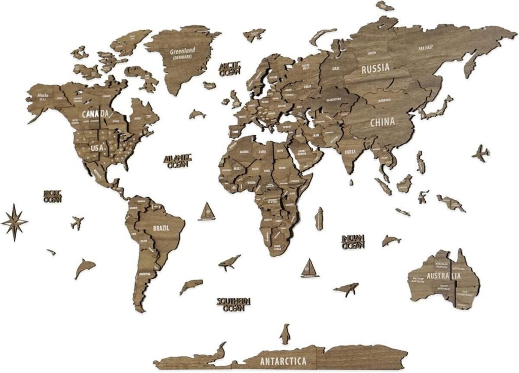 Avis sur la carte du monde murale Colorfull Worlds en bois 3D : un bijou décoratif