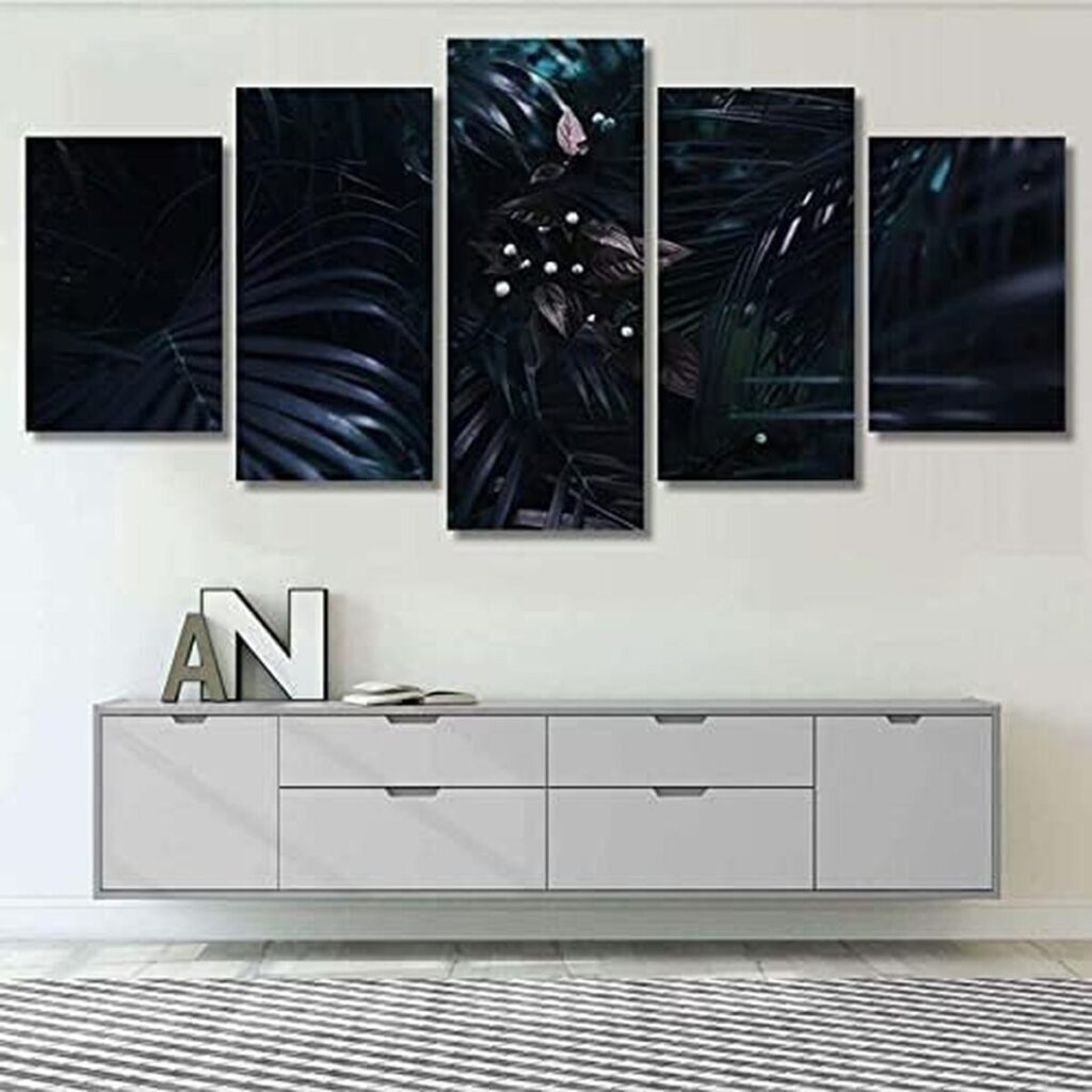 Avis sur la décoration murale abstraite : cinq tableaux de feuilles de plantes