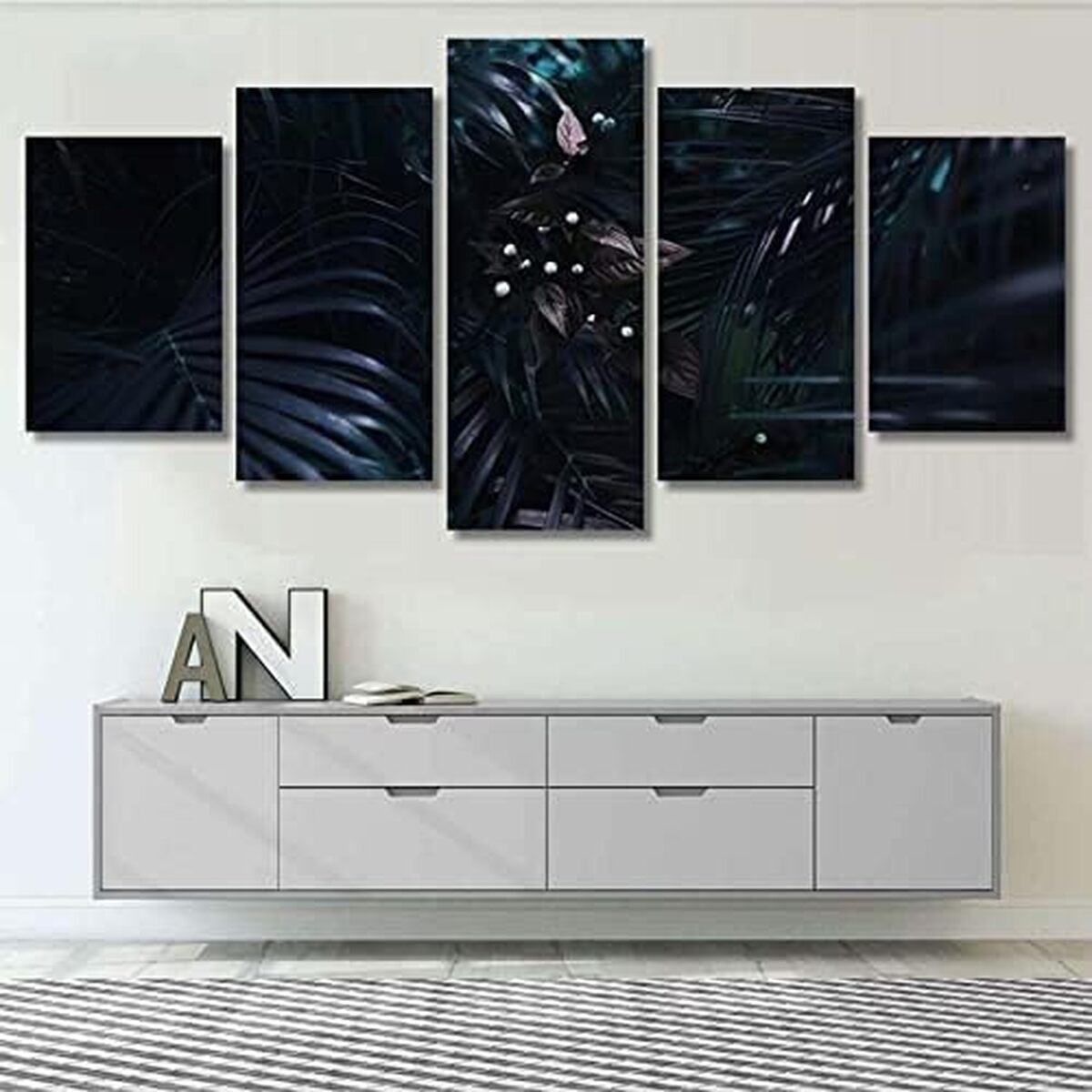 Avis sur la décoration murale abstraite : cinq tableaux de feuilles de plantes