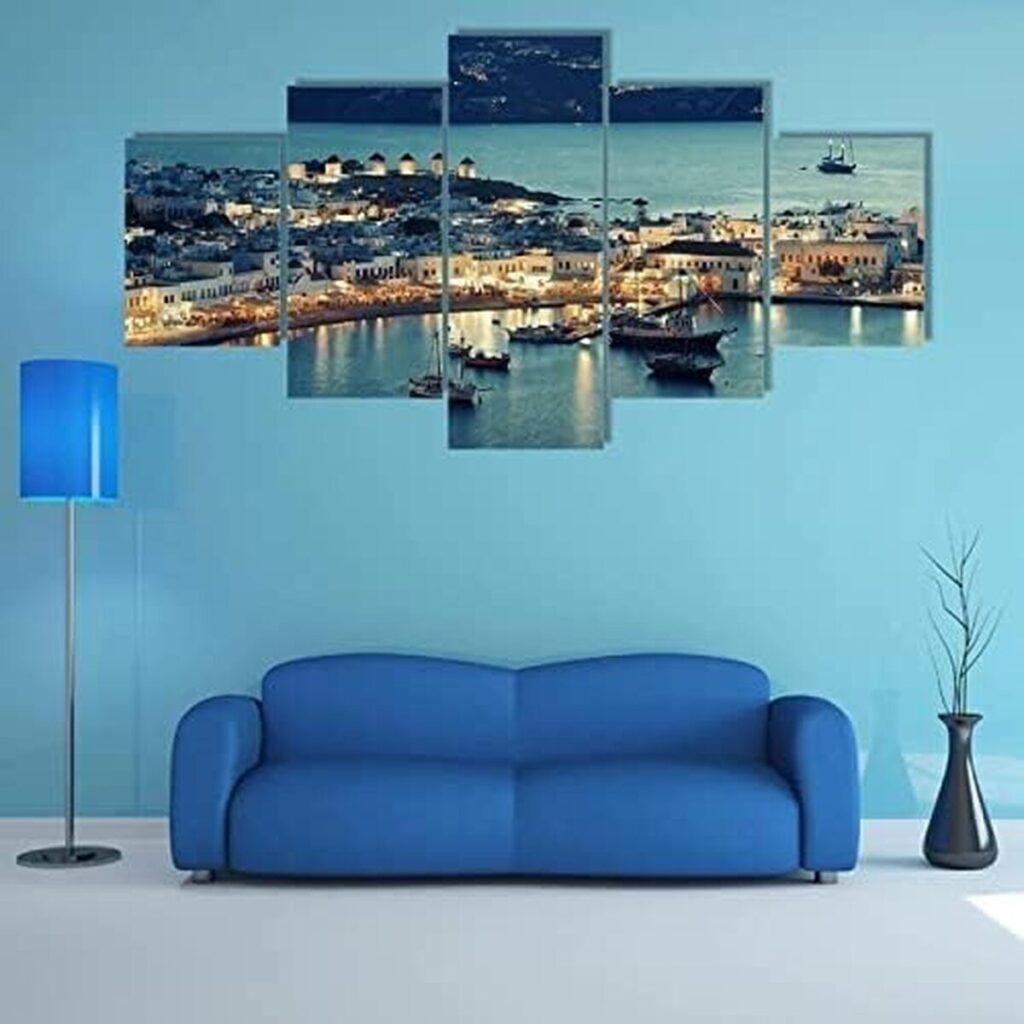 Avis sur le tableau Vue nocturne sur la mer : décoration murale moderne en 5 pièces