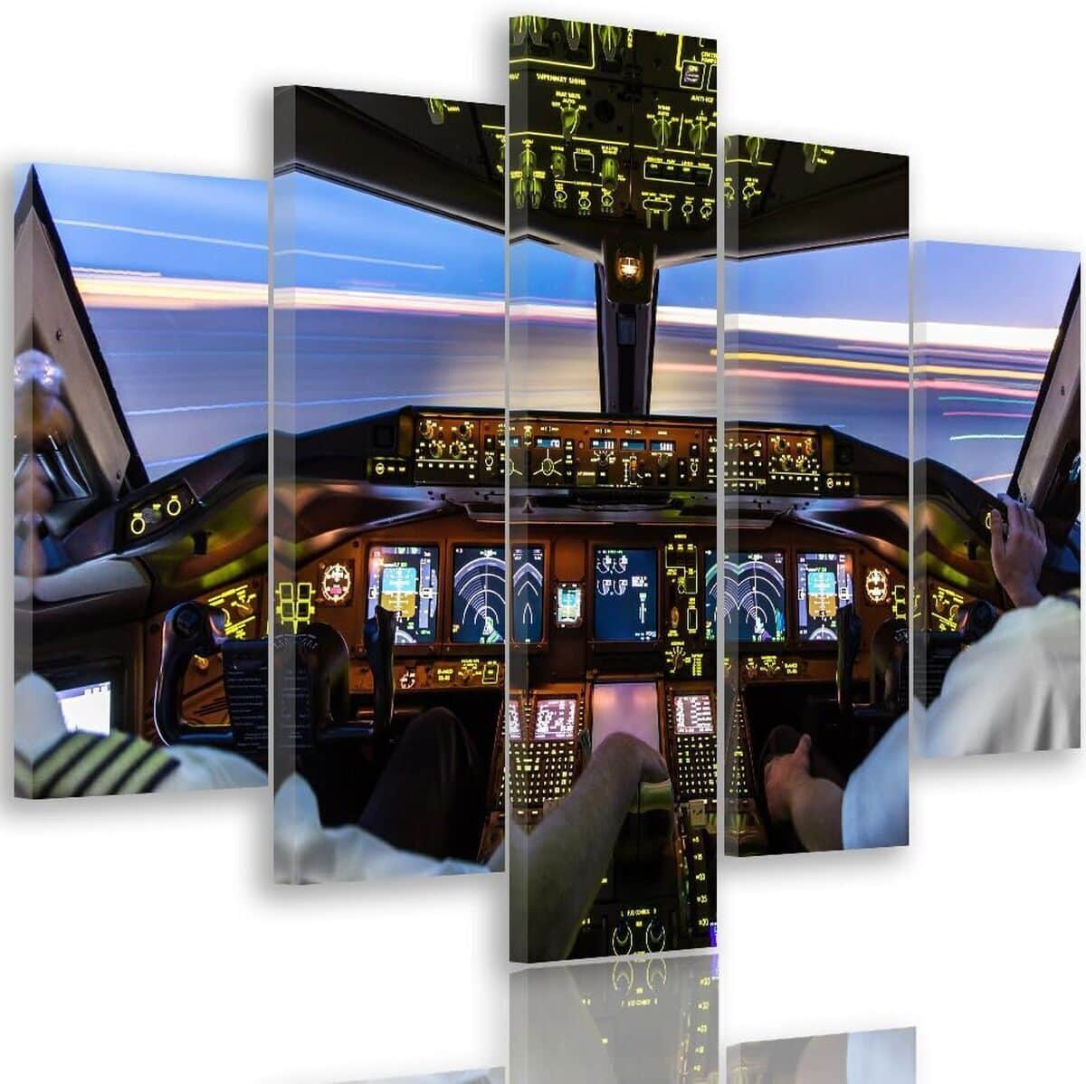 Avis : tableau Feeby multi panneaux XXL, cockpit d'avion