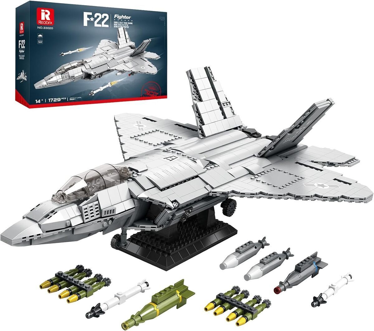 Test : avion militaire Reobrix F-22 modèle 33020, ensemble de construction pour adultes