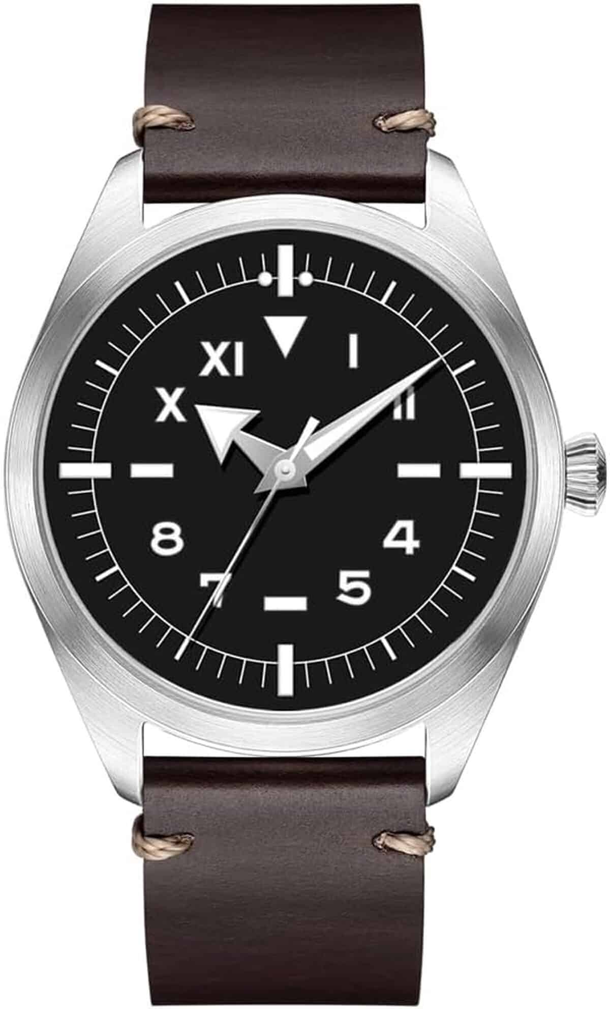 Test de la montre aviateur mécanique Boyarca Flieger en acier et cuir